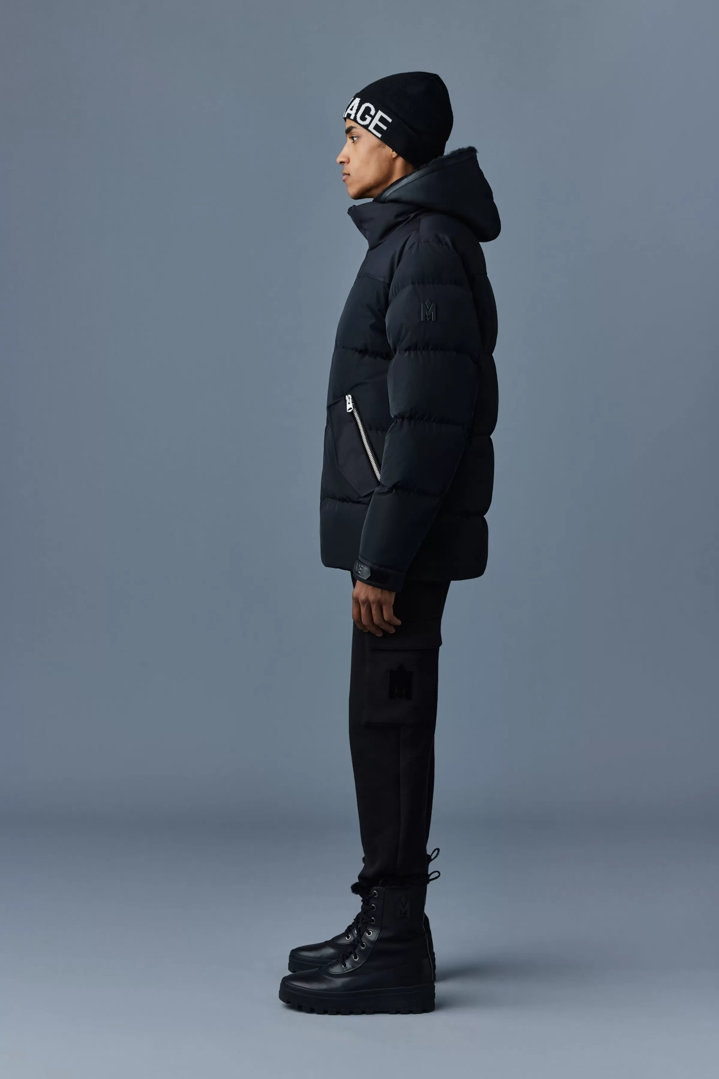 Riley, Classic Down Jacket With Removable Shearling Bib For Men | ® US | Mackage Outlet