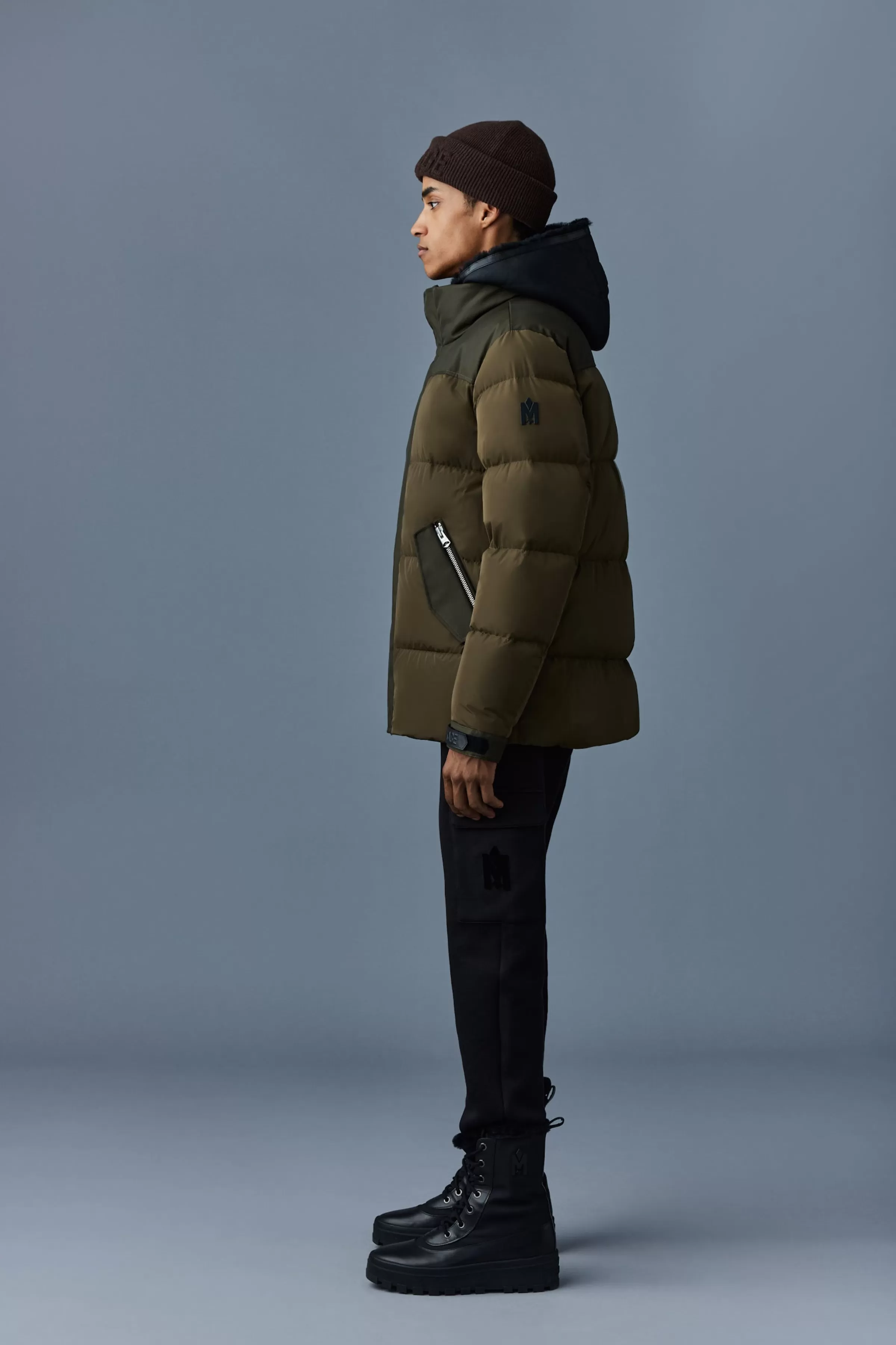 Riley, Classic Down Jacket With Removable Shearling Bib For Men | ® US | Mackage Outlet