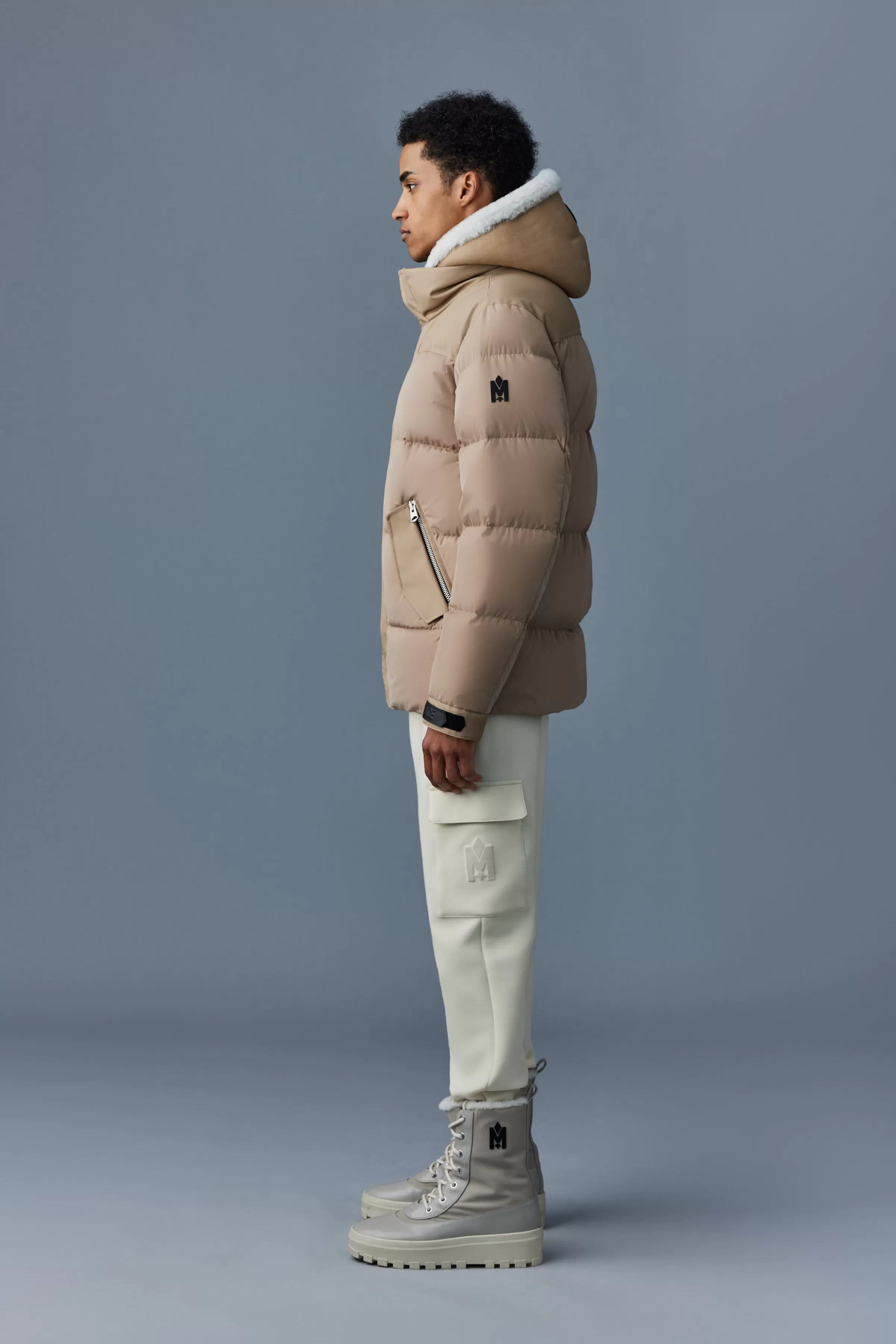 Riley, Classic Down Jacket With Removable Shearling Bib For Men | ® US | Mackage Outlet