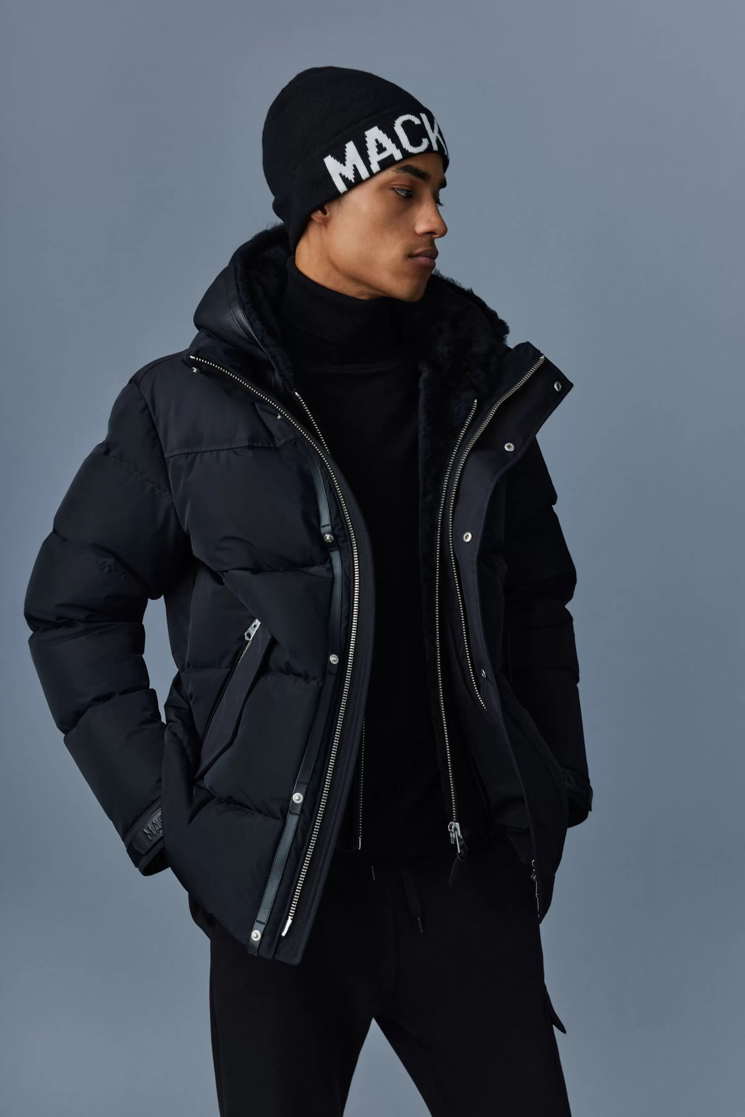 Riley, Classic Down Jacket With Removable Shearling Bib For Men | ® US | Mackage Cheap