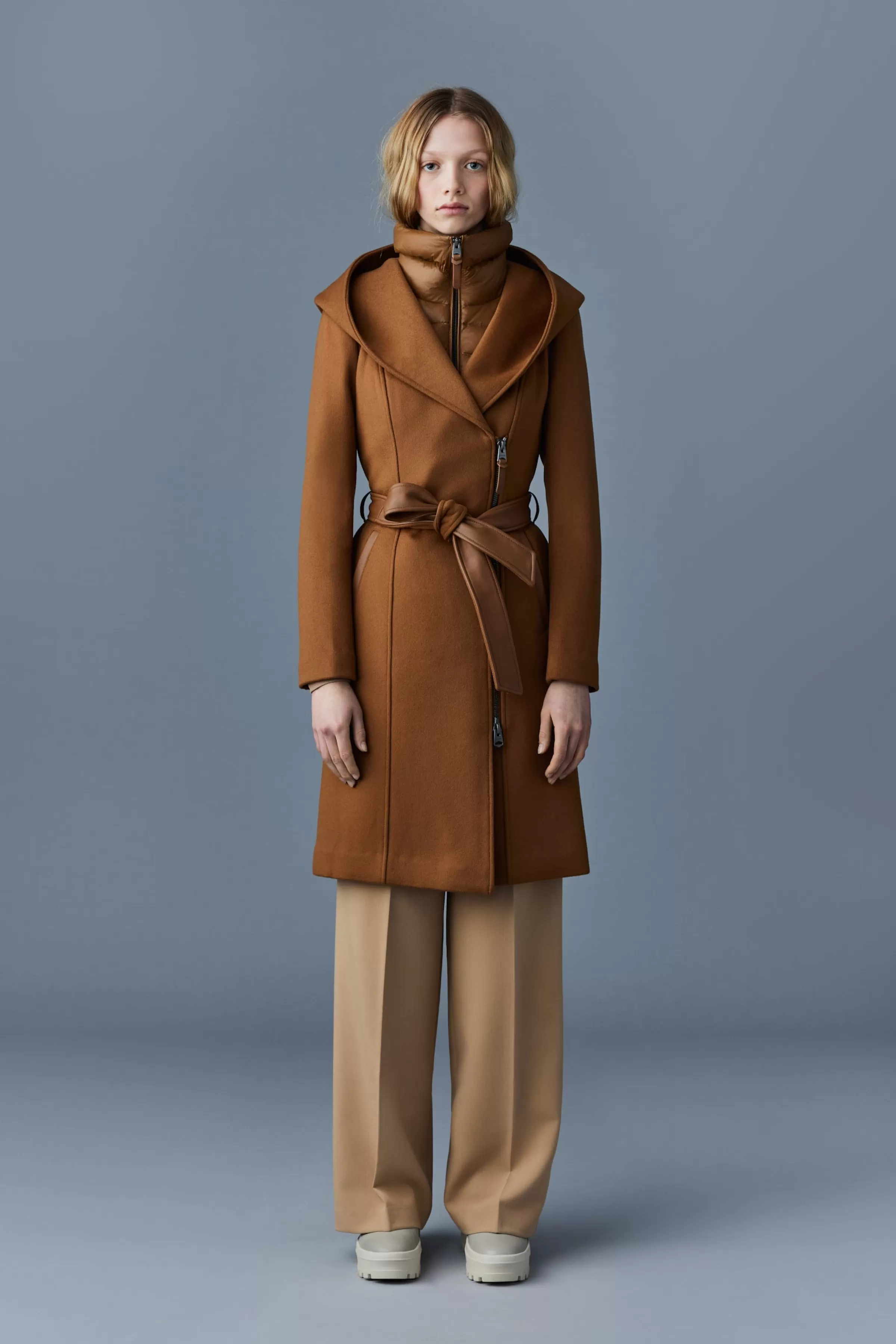 Shia, 2-in-1 Double-face Wool Coat With Removable Bib For Ladies | ® US | Mackage Best