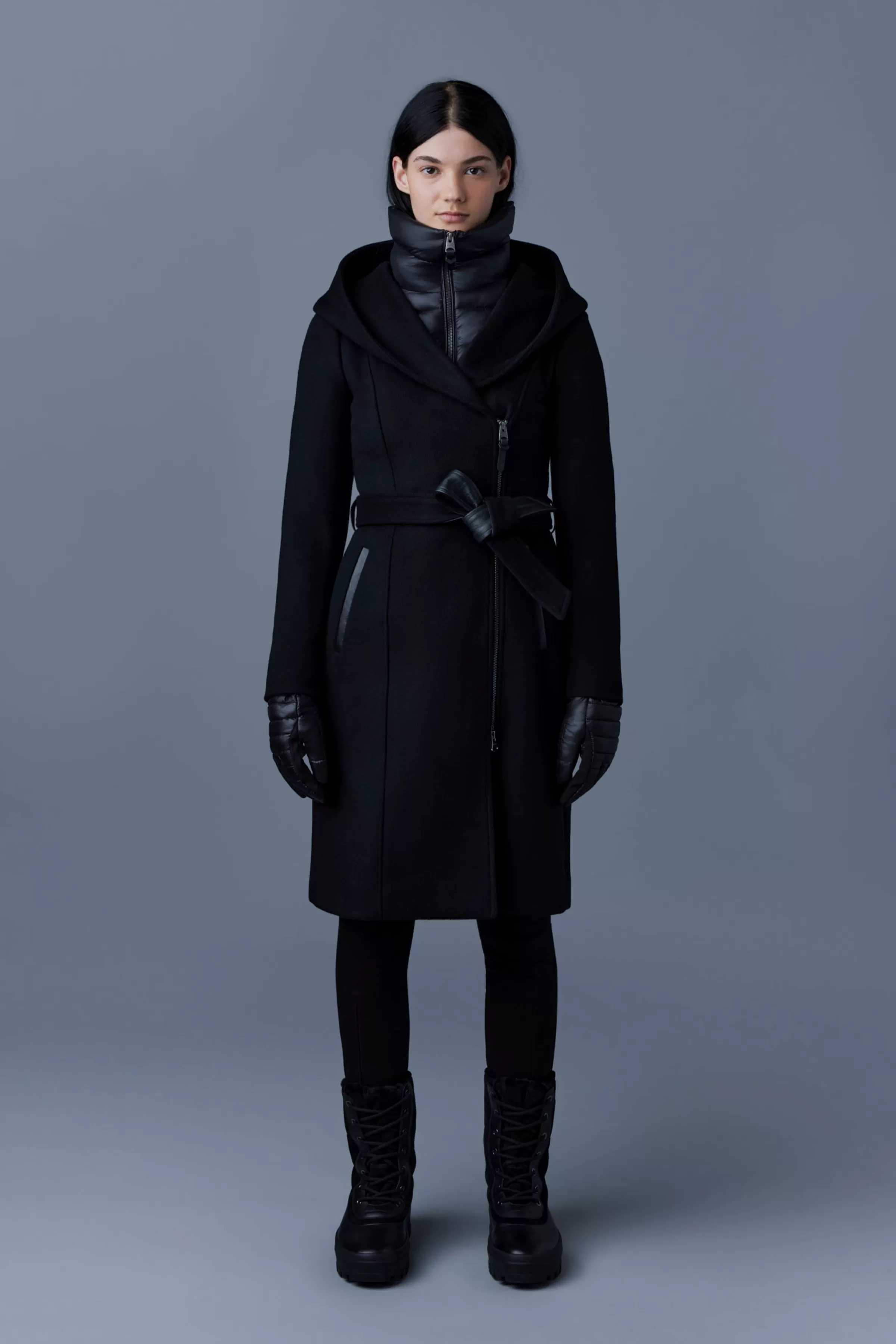 Shia, 2-in-1 Double-face Wool Coat With Removable Bib For Ladies | ® US | Mackage Best