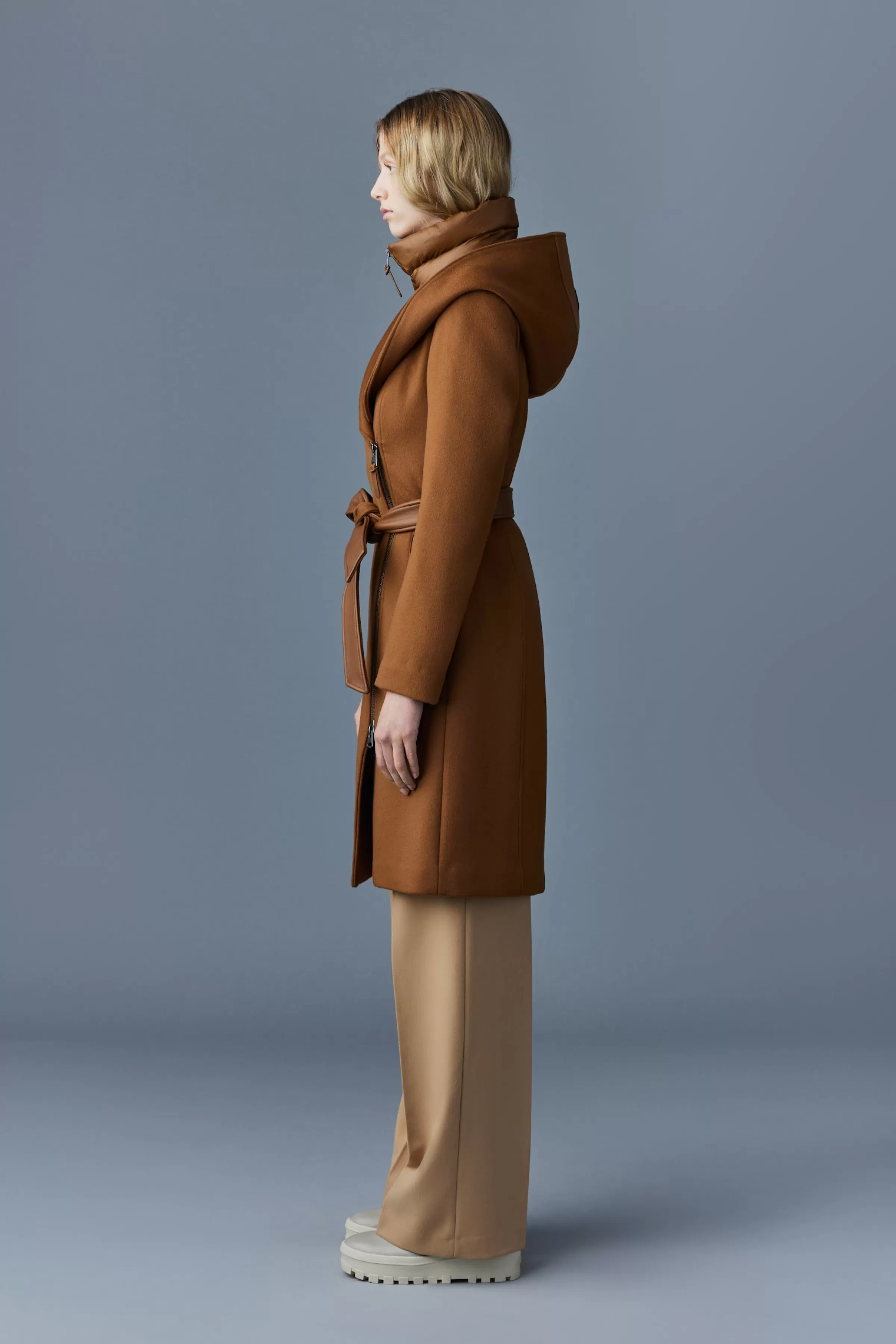 Shia, 2-in-1 Double-face Wool Coat With Removable Bib For Ladies | ® US | Mackage Best