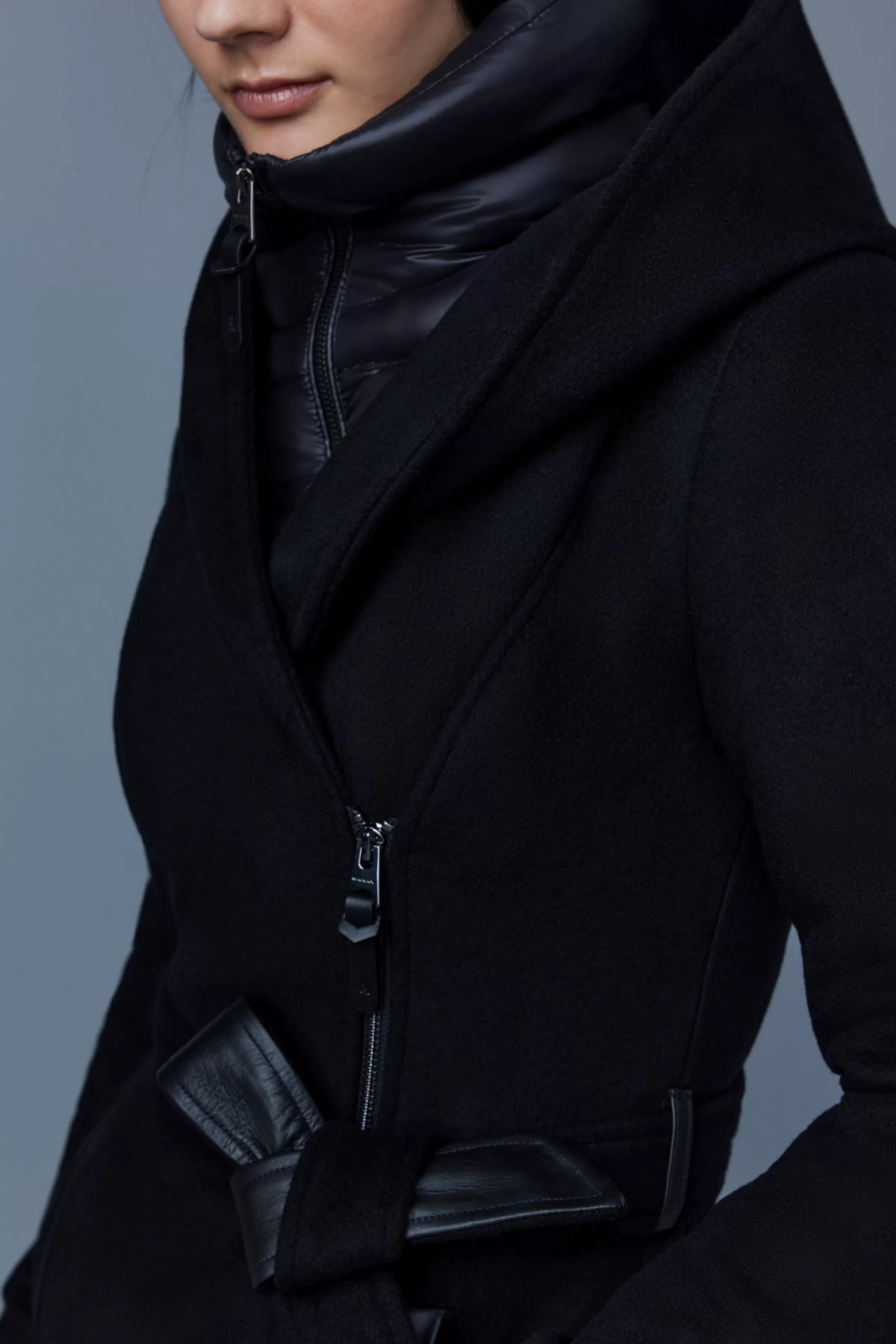 Shia, 2-in-1 Double-face Wool Coat With Removable Bib For Ladies | ® US | Mackage Best