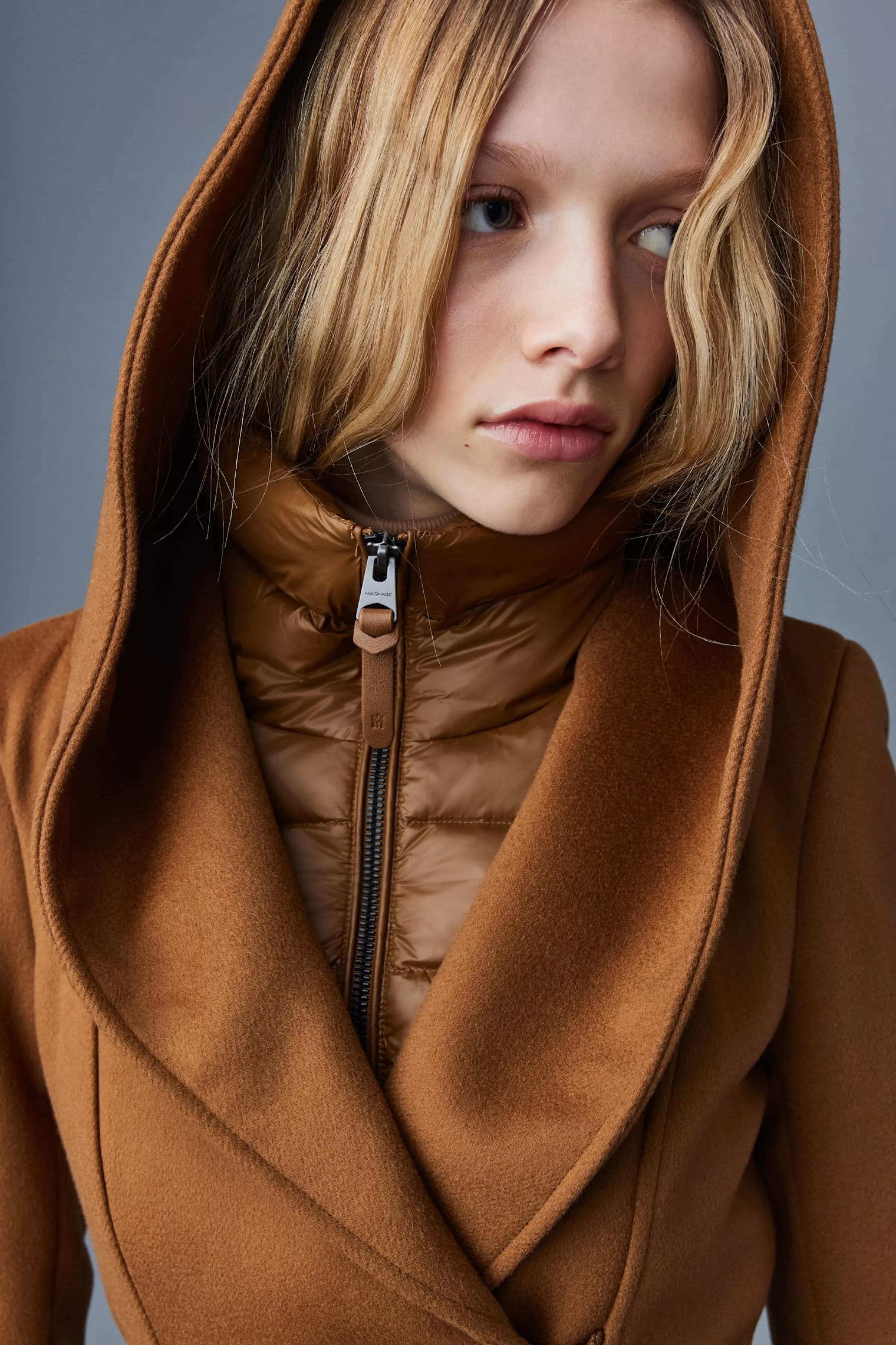 Shia, 2-in-1 Double-face Wool Coat With Removable Bib For Ladies | ® US | Mackage Clearance