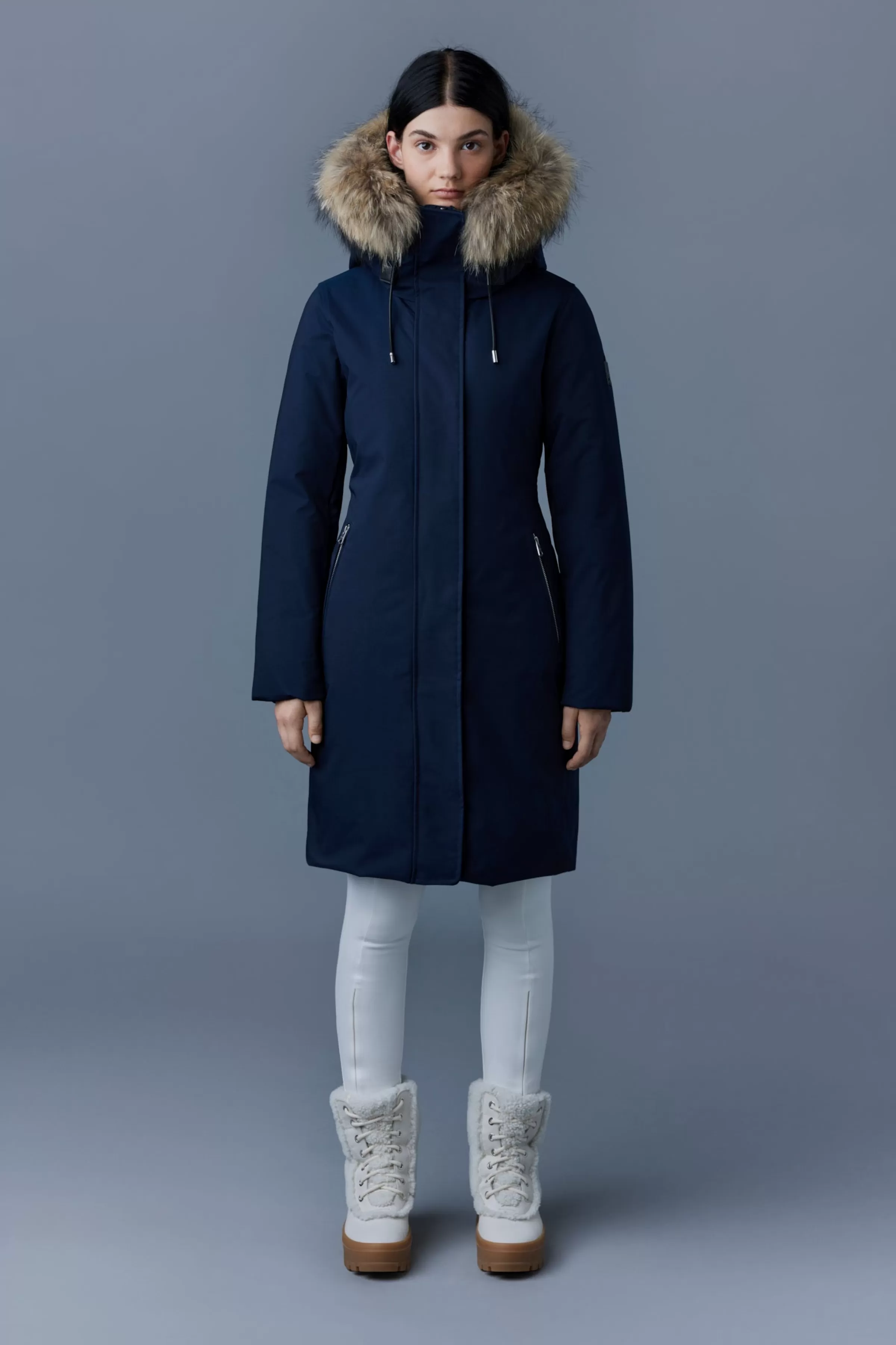 Shiloh, 2-in-1 Fitted Down Coat With Removable Bib And Natural Fur For Ladies | ® US | Mackage Sale