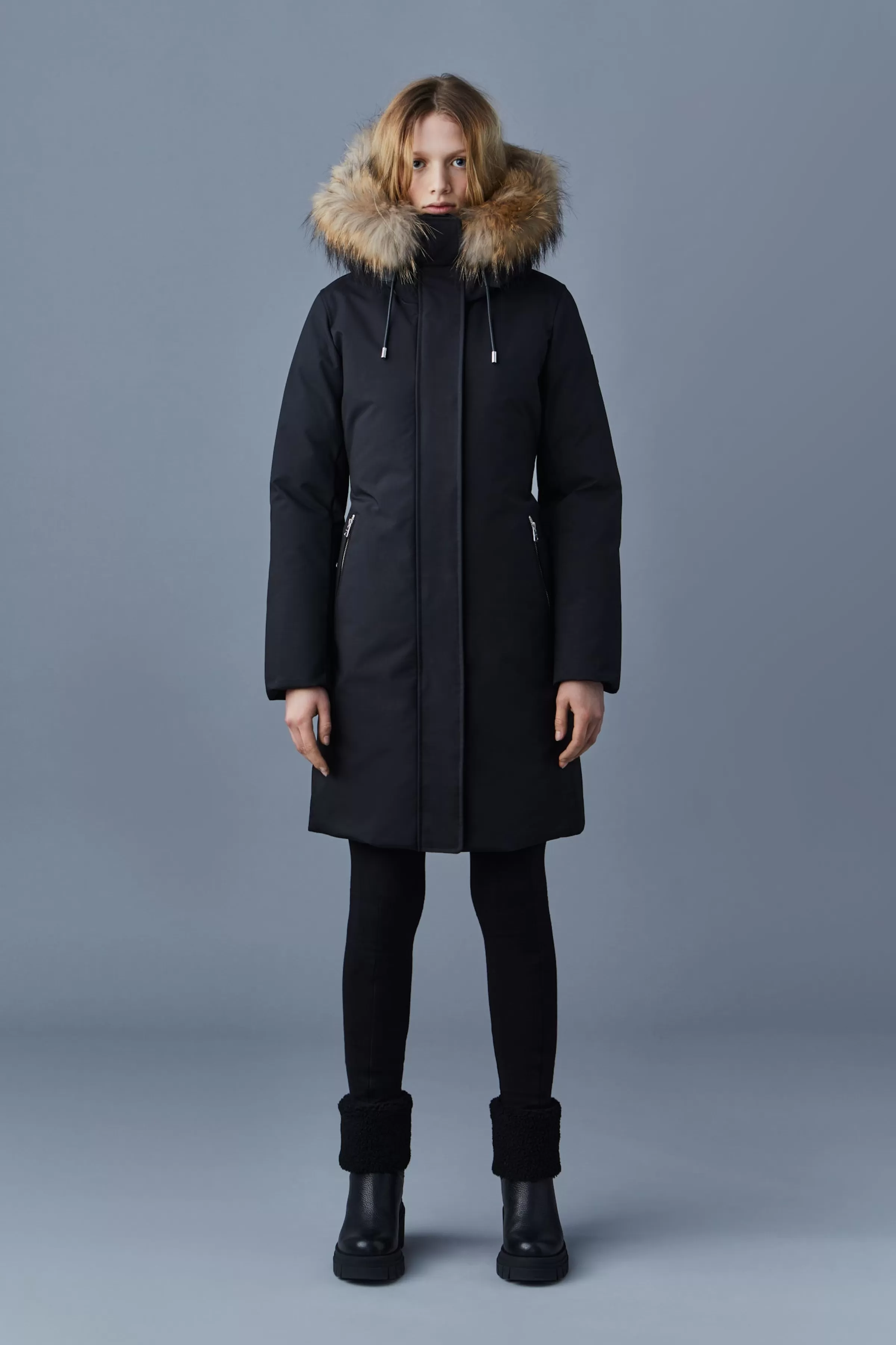 Shiloh, 2-in-1 Fitted Down Coat With Removable Bib And Natural Fur For Ladies | ® US | Mackage Sale