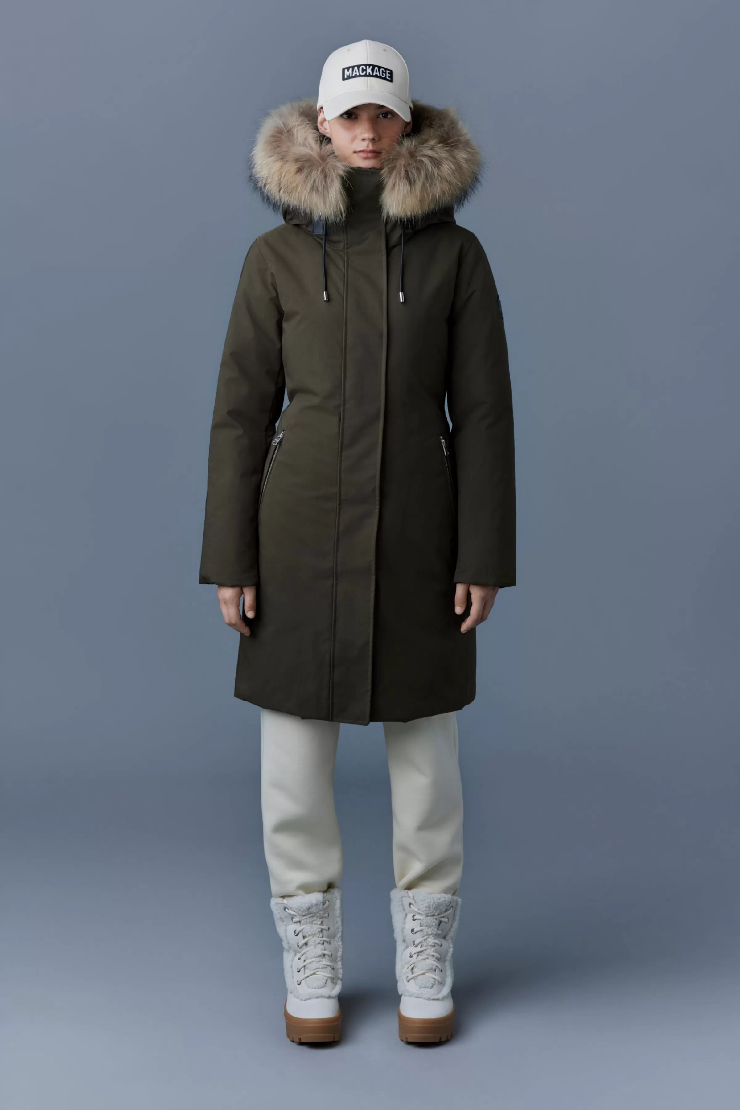 Shiloh, 2-in-1 Fitted Down Coat With Removable Bib And Natural Fur For Ladies | ® US | Mackage Sale