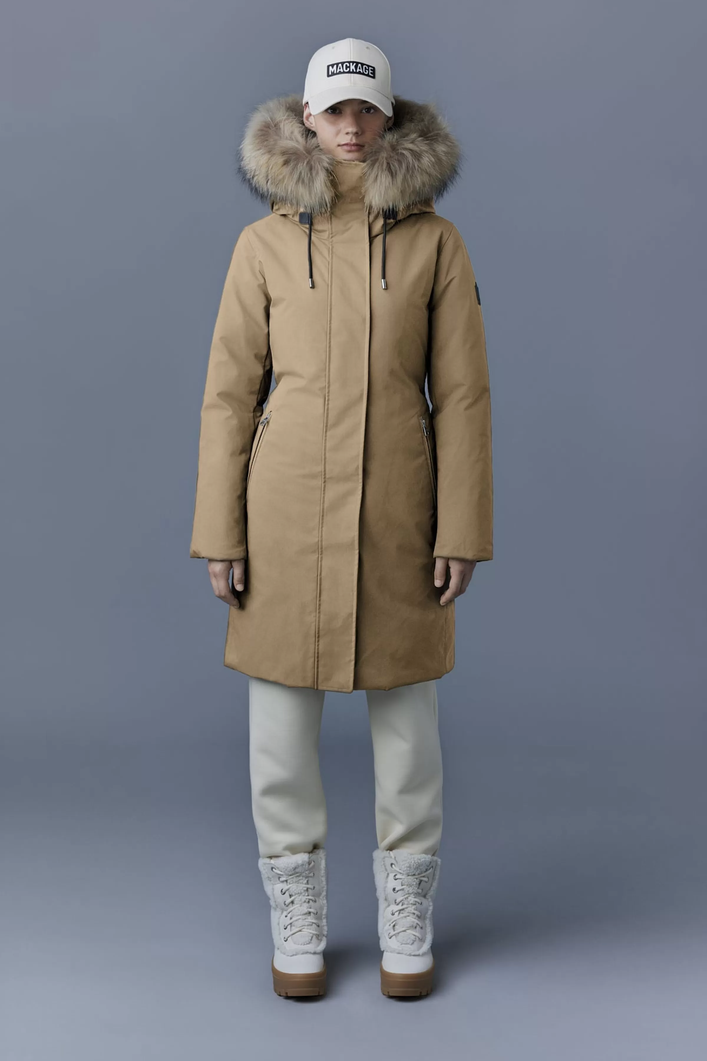 Shiloh, 2-in-1 Fitted Down Coat With Removable Bib And Natural Fur For Ladies | ® US | Mackage Sale