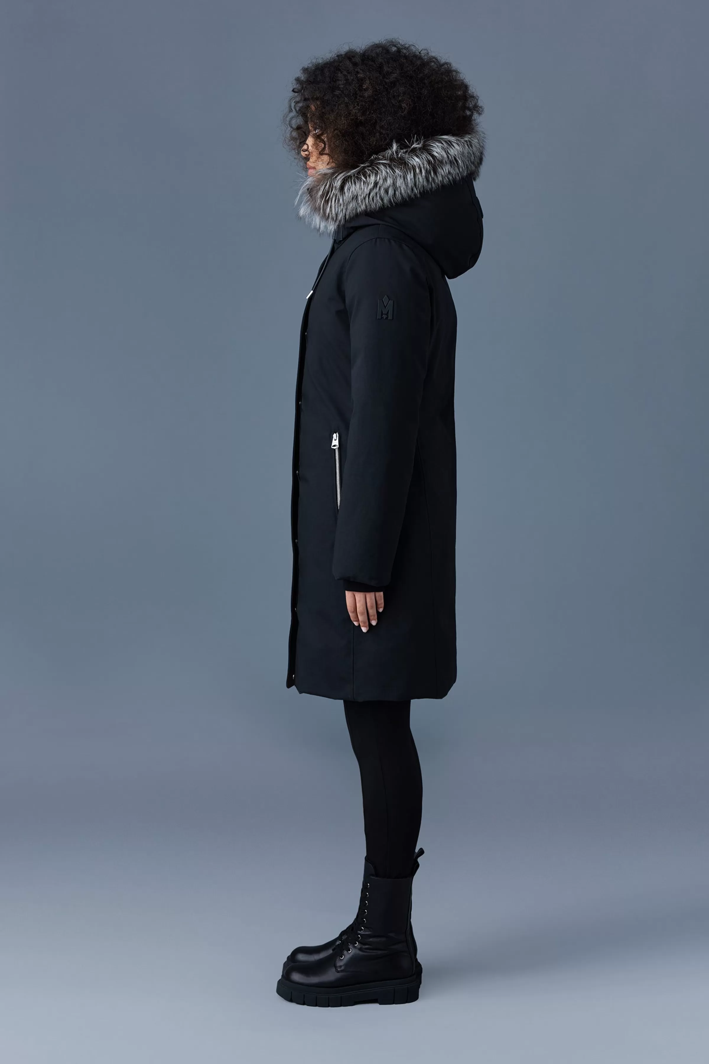 Shiloh, 2-in-1 Fitted Down Coat With Removable Bib And Silver Fox Fur For Ladies | ® US | Mackage Clearance