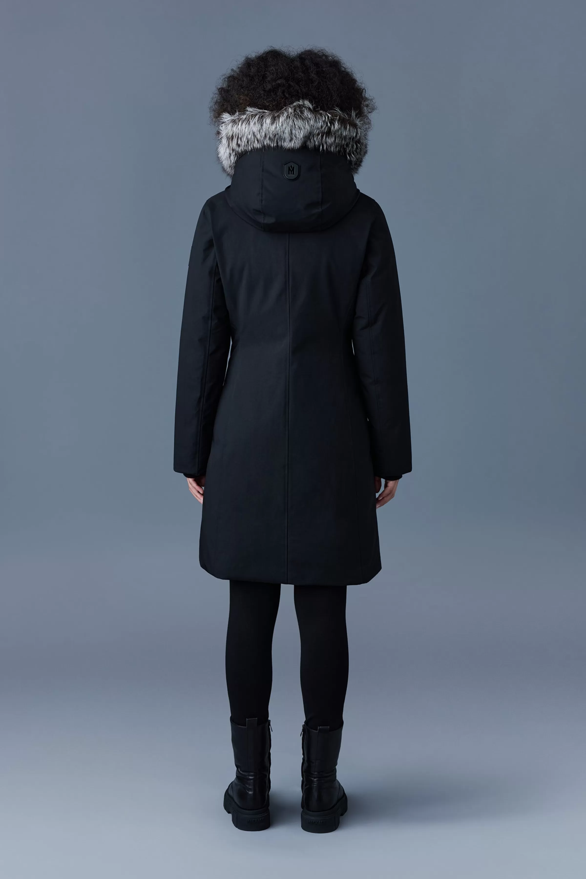 Shiloh, 2-in-1 Fitted Down Coat With Removable Bib And Silver Fox Fur For Ladies | ® US | Mackage Clearance