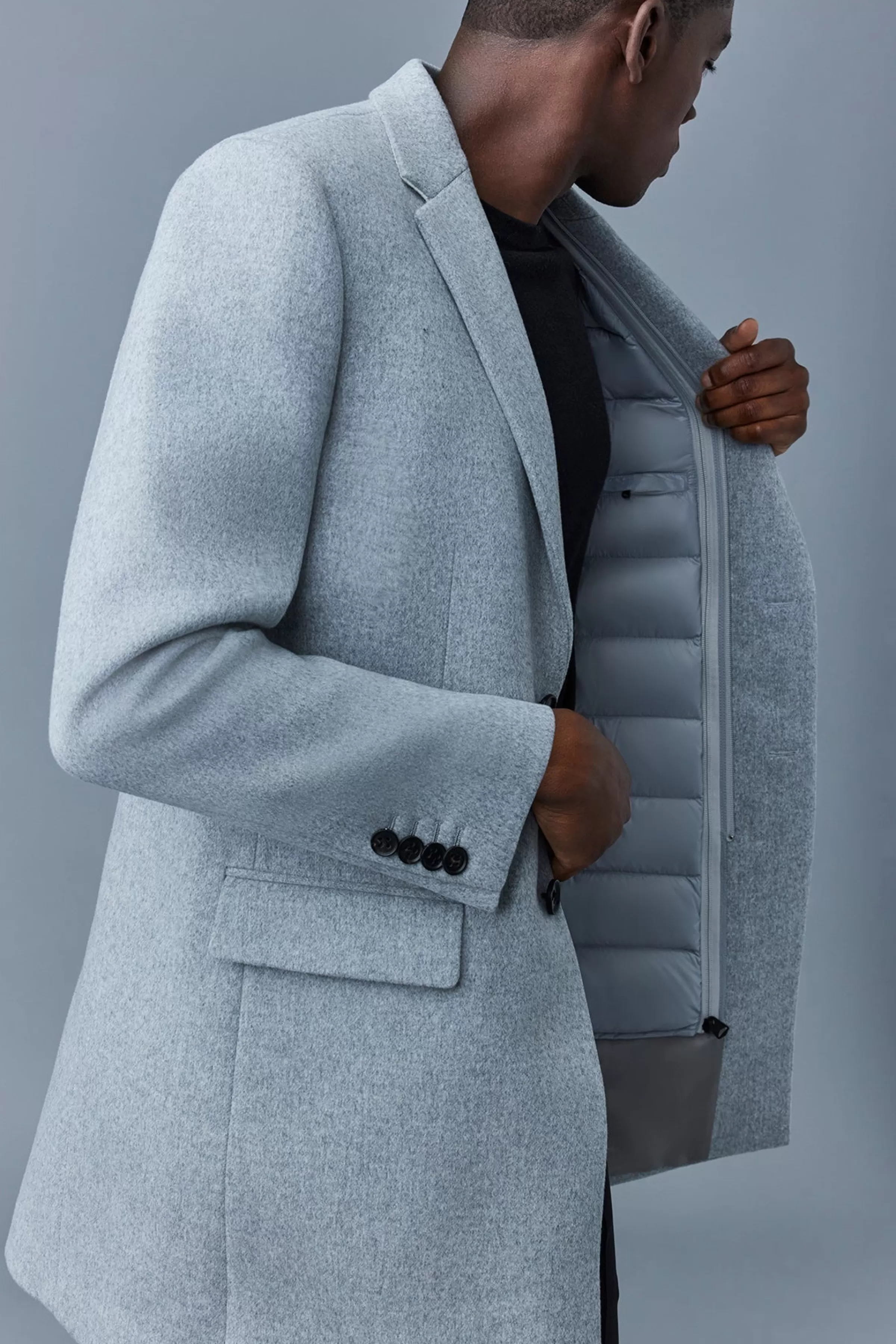 Skai, Double-face Wool 2-in-1 Top Coat With Removable Down Liner For Men | ® US | Mackage Outlet