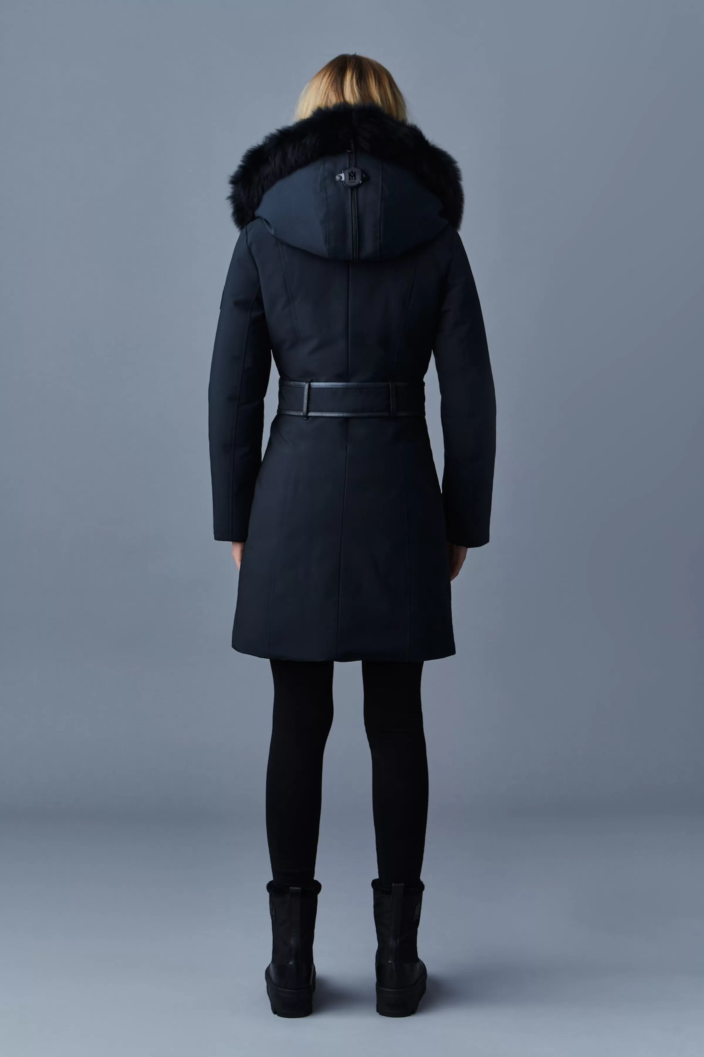 Trish, Powder Touch Down Coat With Blue Fox Fur Signature Collar For Ladies | ® US | Mackage Shop