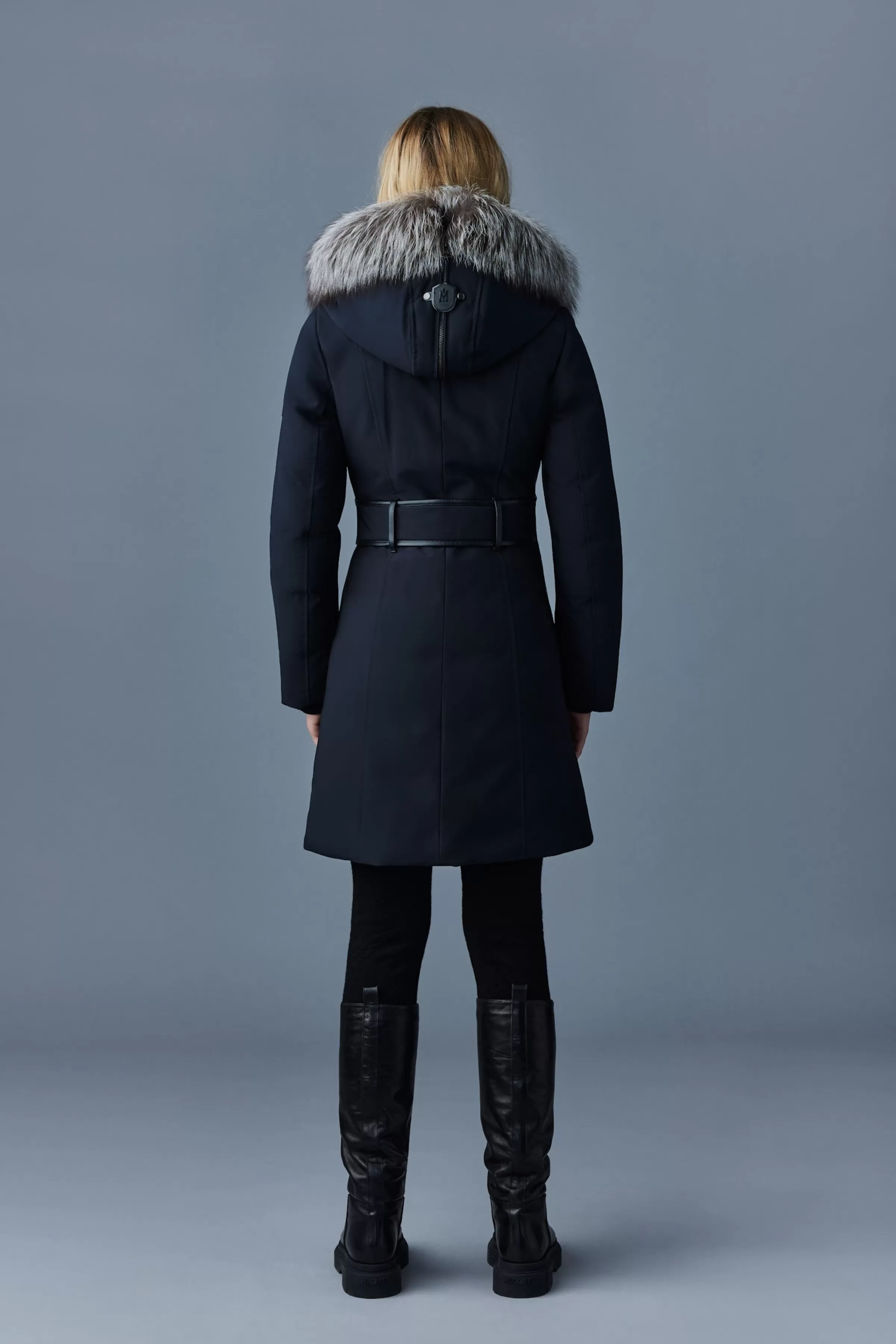 Trish, Powder Touch Down Coat With Silver Fox Fur Signature Collar For Ladies | ® US | Mackage Store
